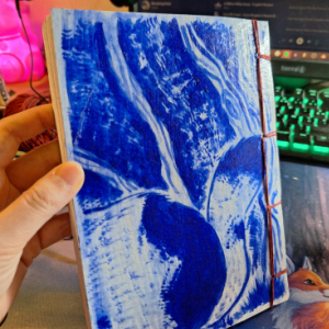 Photo of a custom handmade sketchbook with japanese bookbinding